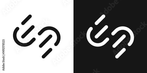 Abstract diagonal S logo composed of lines. Minimal tech design inspired by coding and programming brands.