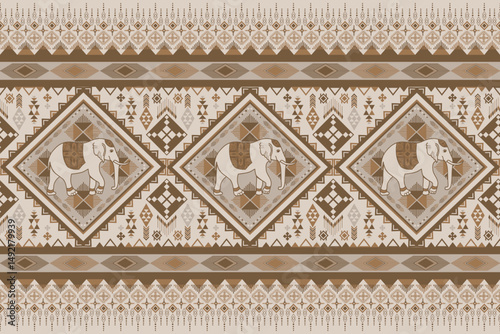 popular elephant pattern in asian style this elephant graphic is fashionable in thailand india and south east asia and this elephant and baby elephant can be for textile industry and any package