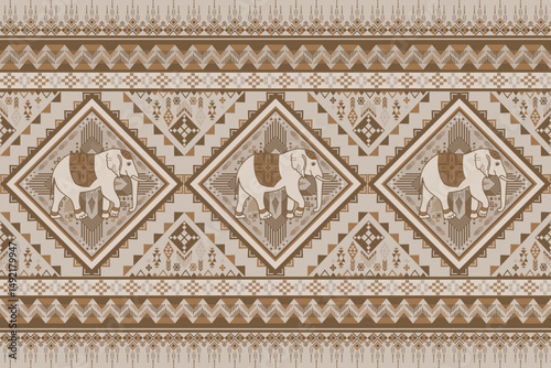 popular elephant pattern in asian style this elephant graphic is fashionable in thailand india and south east asia and this elephant and baby elephant can be for textile industry and any package