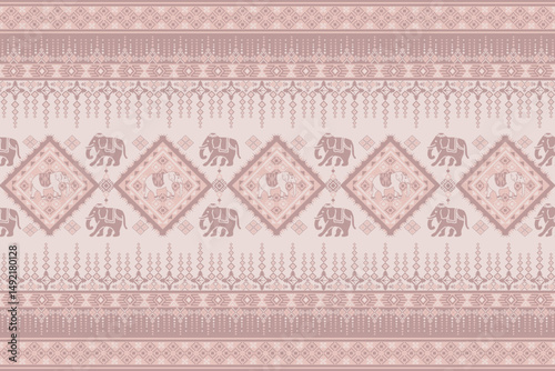 popular elephant pattern in asian style this elephant graphic is fashionable in thailand india and south east asia and this elephant and baby elephant can be for textile industry and any package