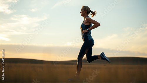 Portrait of a middle aged woman during a morning jog.