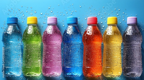 A Vibrant Collection of Colorful Bottles for Refreshment and Hydration