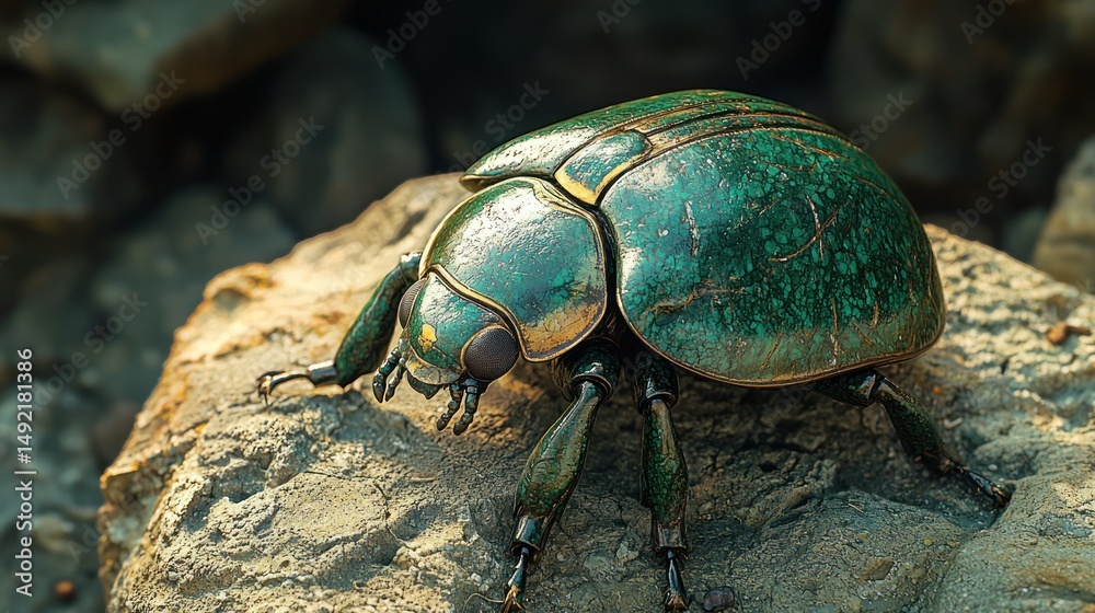 Obraz premium Emerald beetle on stone