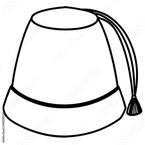 Fez Hat Silhouette – Black on White Vector