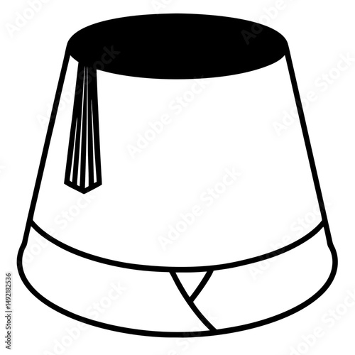 Fez Hat Silhouette – Black on White Vector