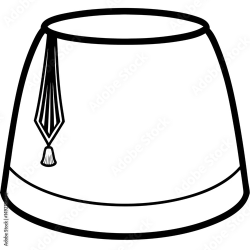 Fez Hat Silhouette – Black on White Vector