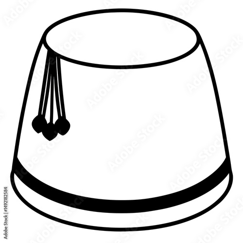 Fez Hat Silhouette – Black on White Vector