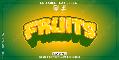 Editable graphic text effect fruits styles
