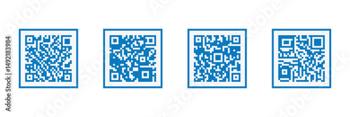 QR code scan icon set. Scan me frame. QR code scan for smartphone. QR code for mobile app, payment and identification.