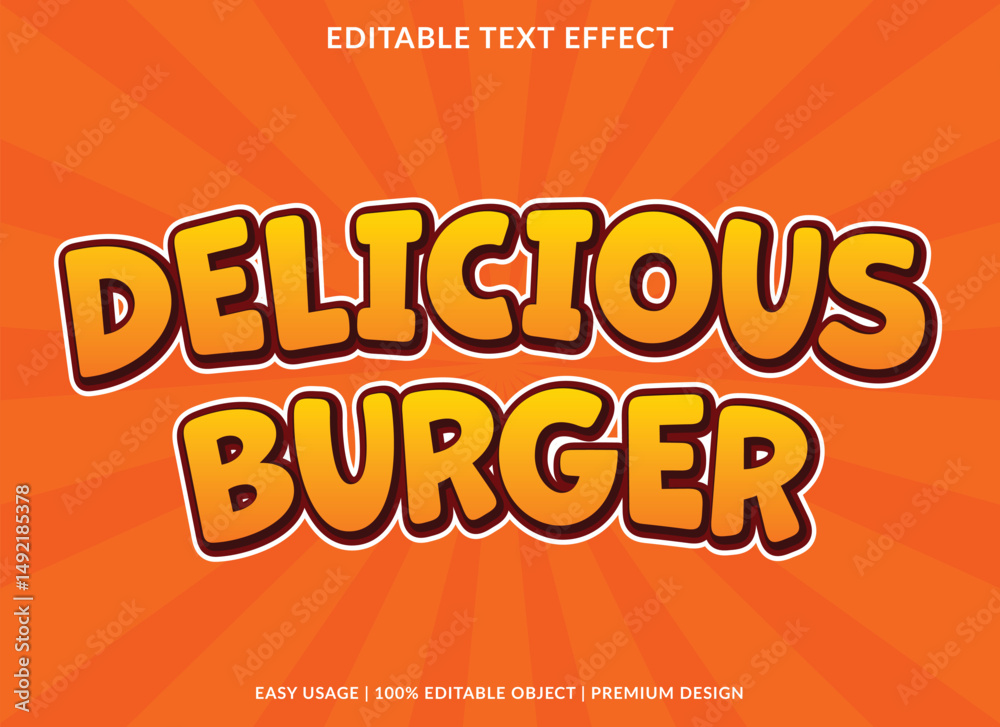 Delicious burger text effect vector graphic design food culinary background comic cartoon font style Delicious burger text effect vector graphic design food culinary background comic cartoon font style
