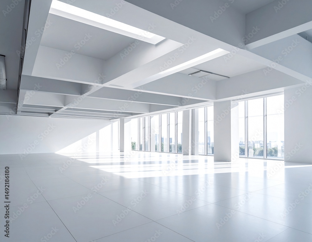 Fototapeta premium Simple Minimalist Liminal Space White Room Negative Space