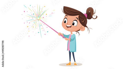 Magical Girl with A Pastel Colored Wand Casting A Spar Aae0ed38 D21a 4f5d A353 1278892c6247 0