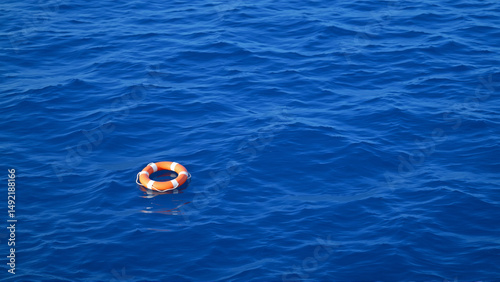 Red lifebuoy on the water