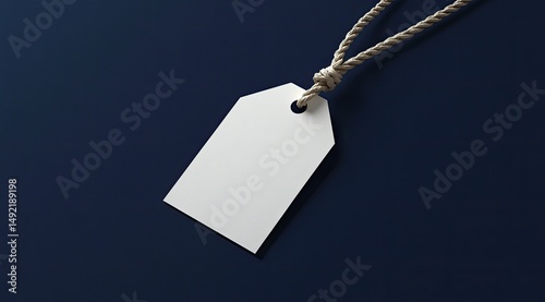 Blank price tag with beige rope