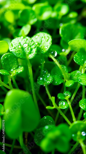 Close-up image of juicy microgreens