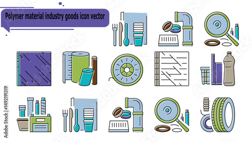  Polymer material industry goods icon vector
