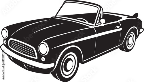 Classic Car Silhouette, Retro Vehicle Vector Illustration