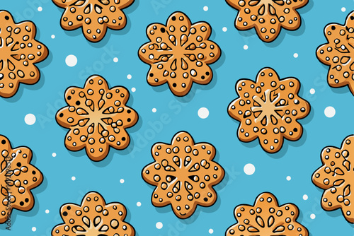 Snowflake-shaped cookies holiday background vector illustration