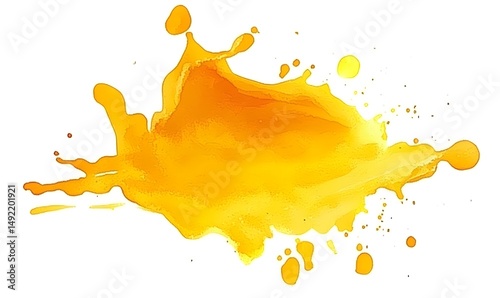 yellow watercolor splash isolated on white background