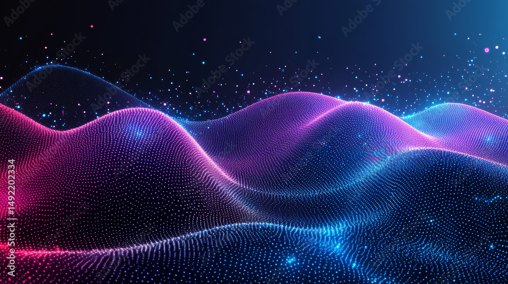 Fototapeta premium Abstract digital landscape of glowing particles (40)
