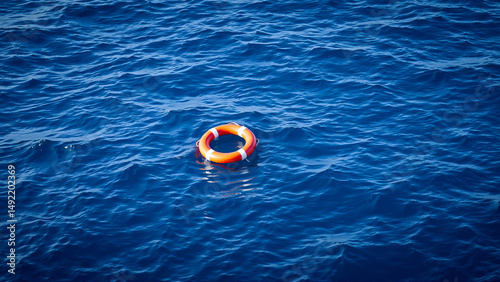 Red lifebuoy on the water