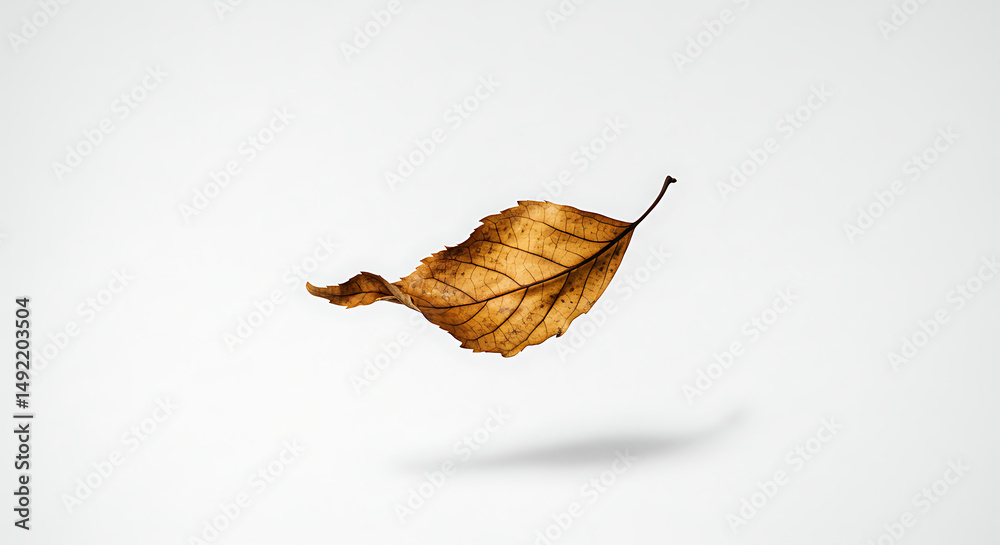 Obraz premium Dried leaf floating gently autumnal elegance nature's delicate dance