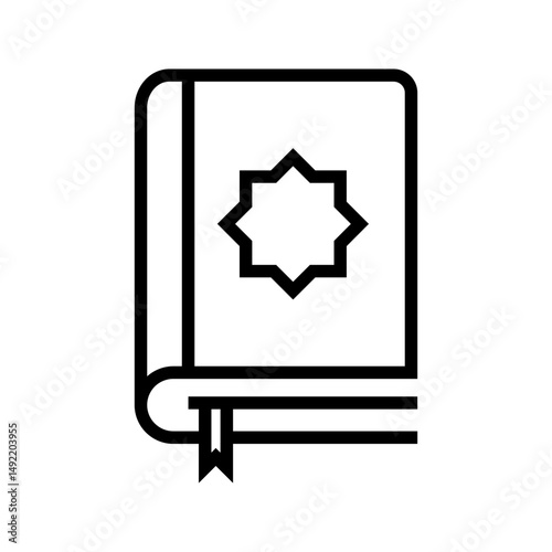 Islamic Book Koran Vector Icon in Outline Style. Islamic Ramadan icon from the Holy Quran