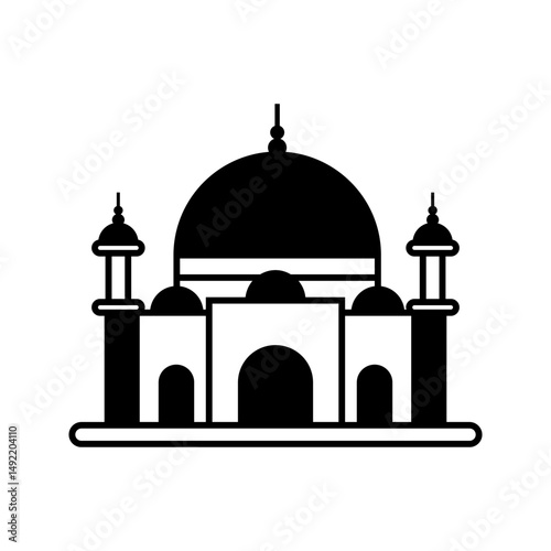 mosque icon. Mosque icons siluet vector illustration on white editable background