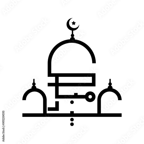 mosque icon. mosque calligraphy icon. Happy Eid Mubarak