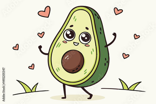 12 avocado character, cute avocado mascot, cartoon avocado figure, happy avocado creature, avocado humanoid, avocado plush toy, adorable avocado with arms and legs, smiling avocado avatar, kawaii avoc