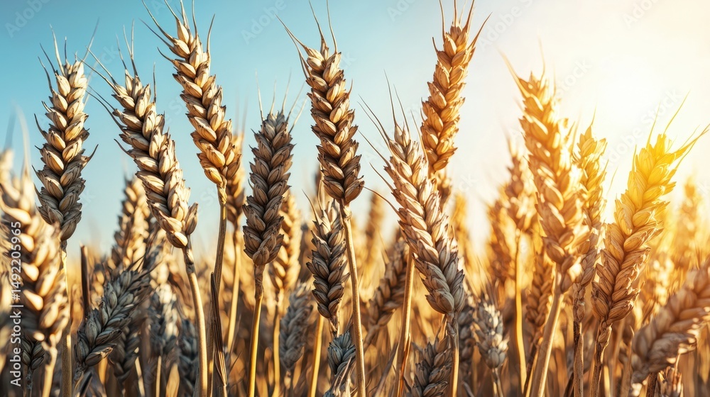 Fototapeta premium A field of golden wheat under a bright sun.