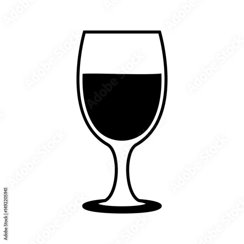 Wineglass black icon. Wine glass glyph silhouette. The symbol of alcoholic drinks. Vector illustration flat design. Isolated on white background. Bar sign.