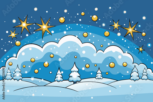 Magical snowfall with sparkling lights vector illustration