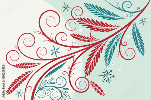 Abstract icy patterns in Christmas colors vector illustration