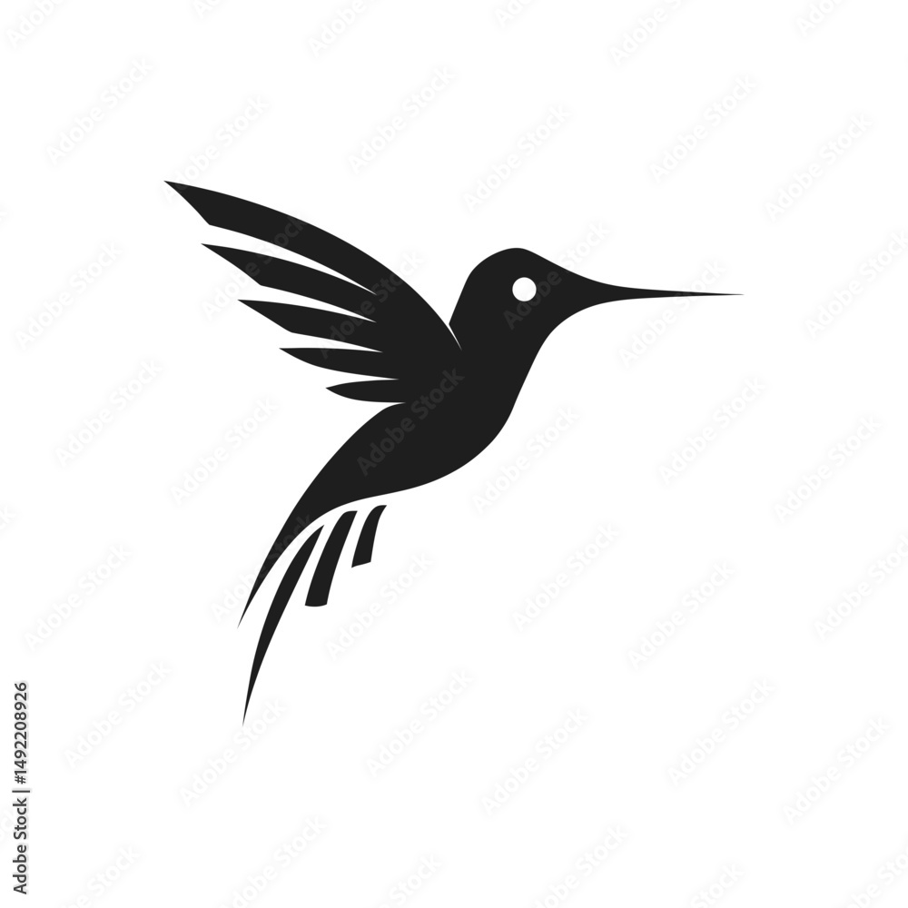 Obraz premium Hummingbird In Flight Silhouette Icon