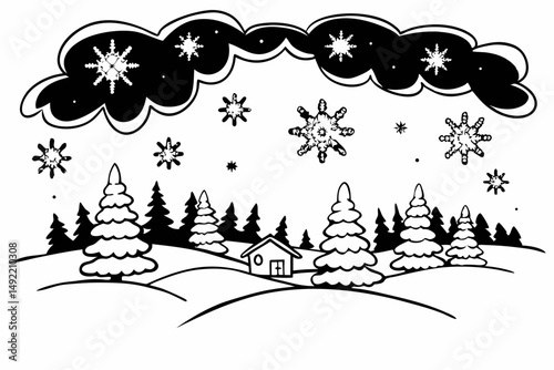 Magical snowfall on Christmas Eve vector illustration