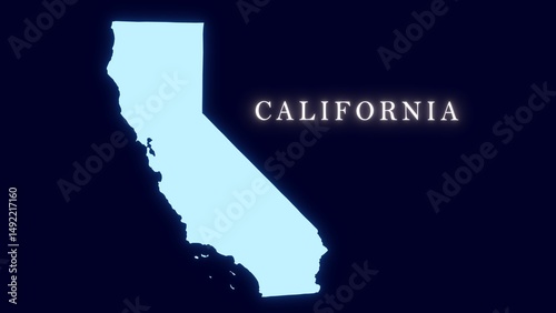 Abstract futuristic concept neon California isolated on dark background 