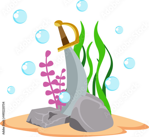 Pirate Items Underwater Illustration