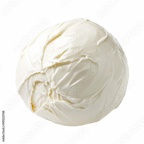 Mozzarella cheese ball with soft wrinkled surface and stretchy smooth texture, isolated on transparent background. photo