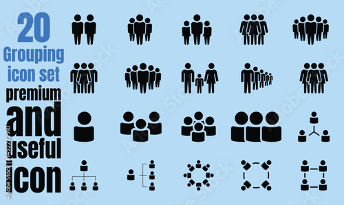 People group line icon set. Team of worker. User profile symbol. Black vector icon of a group of people. Black vector icon of a group of people