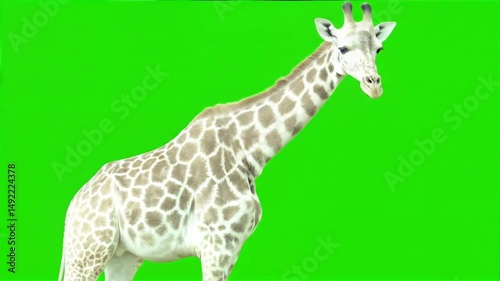 giraffe on white background White Giraffe Green Screen Video | Vibrant Abstract Background 8K Photorealistic AI Generated
