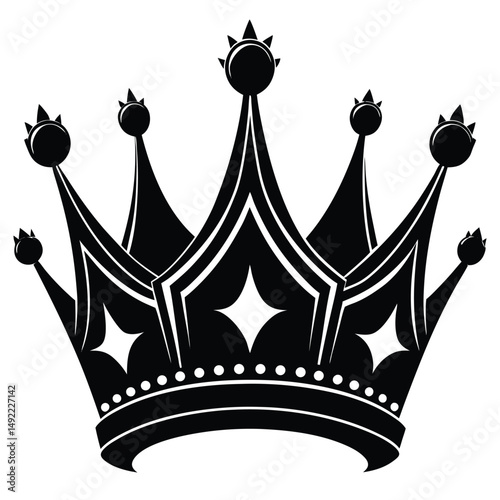 Silhouette Crown Set – Vector Collection of Royal Crowns on White Background

