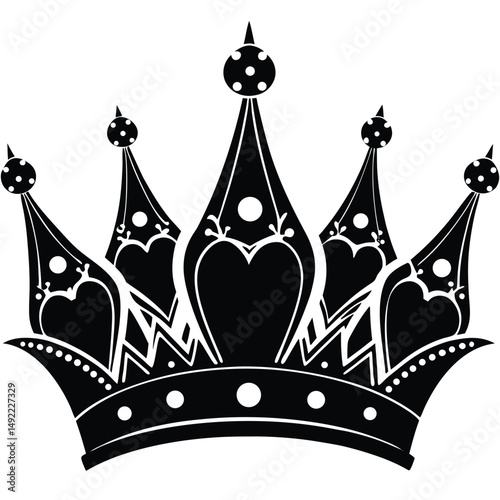 Silhouette Crown Set – Vector Collection of Royal Crowns on White Background

