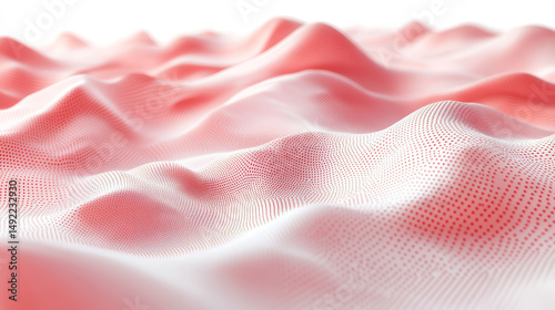 Abstract digital landscape of soft, coral-pink hills