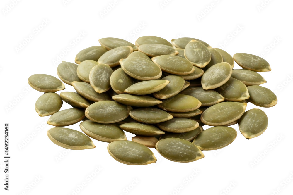 Pile of shelled pumpkin seeds, isolated background Pile of shelled pumpkin seeds, isolated background