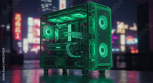 Neon glow PC gaming rig futuristic design awesome power