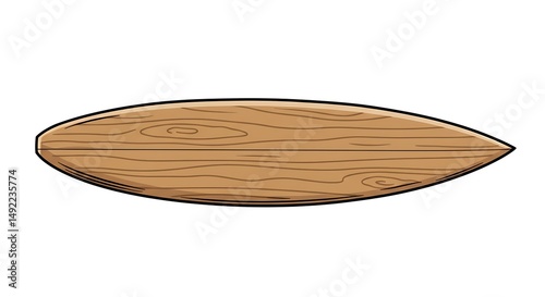 Wooden Surfboard: A Classic Illustration