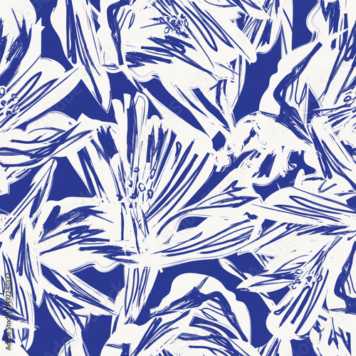 Blue Abstract Floral Seamless Pattern Design