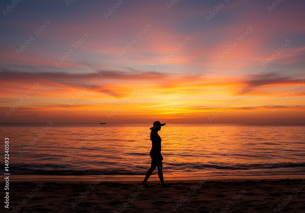 Sunset Silhouette Stroll AI Generated Sunset Silhouette Stroll AI Generated
