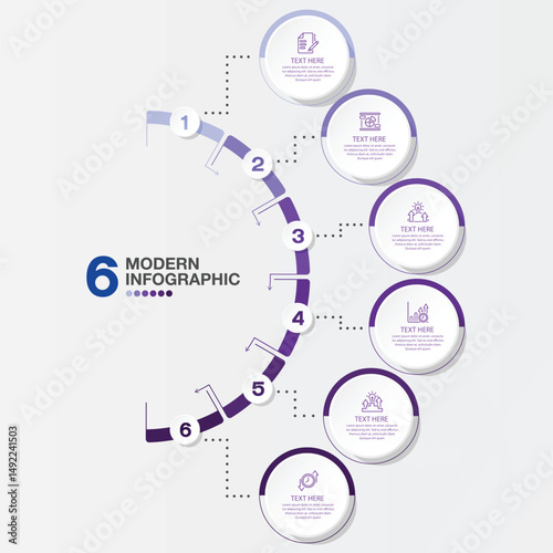 Infographic 6 step, Blue tone.